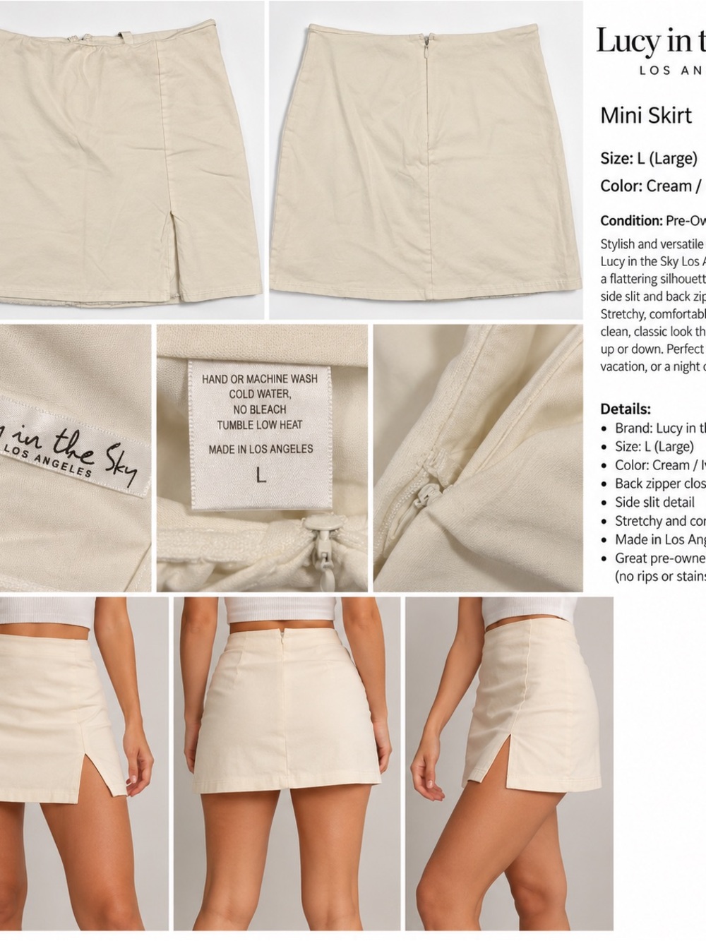 Lucy in the Sky Cream Side-Slit Mini Skort